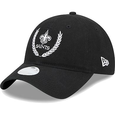 Women's New Era Black New Orleans Saints Leaves 9TWENTY Adjustable Hat