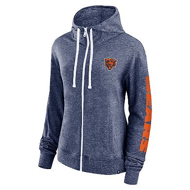 Women's Fanatics Branded Heather Navy Chicago Bears Opening Coin Flip Hoodie Full-Zip Sweatshirt