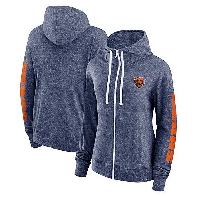 Women's Fanatics Branded Heather Navy Chicago Bears Opening Coin Flip Hoodie Full-Zip Sweatshirt