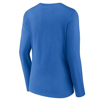 Women's Fanatics Branded Powder Blue Los Angeles Chargers Wordmark Long Sleeve V-Neck T-Shirt