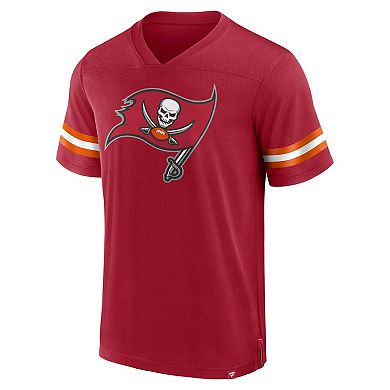 Men's Fanatics Branded  Red Tampa Bay Buccaneers Jersey Tackle V-Neck T-Shirt