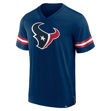 Men's Fanatics Branded  Navy Houston Texans Jersey Tackle V-Neck T-Shirt