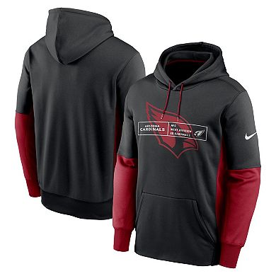 Men's Nike Black Arizona Cardinals Color Block Fleece Performance Pullover Hoodie