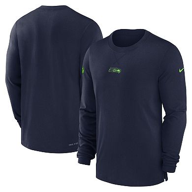 Men's Nike College Navy Seattle Seahawks 2023 Sideline Performance Long Sleeve T-Shirt