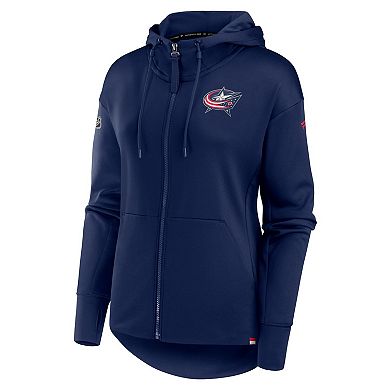 Women's Fanatics Branded  Navy Columbus Blue Jackets Authentic Pro Scuba Full-Zip Hoodie