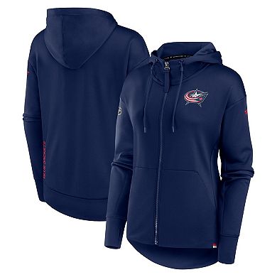 Women's Fanatics Branded  Navy Columbus Blue Jackets Authentic Pro Scuba Full-Zip Hoodie