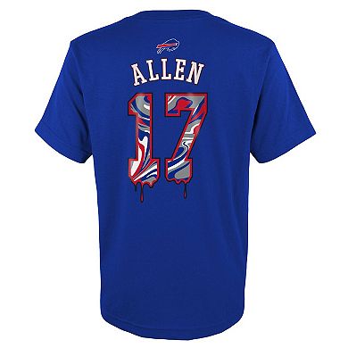 Youth Josh Allen Royal Buffalo Bills Mainliner Drip Player Name & Number T-Shirt