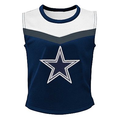 Girls Youth Navy Dallas Cowboys Spirit Two-Piece Cheerleader Set