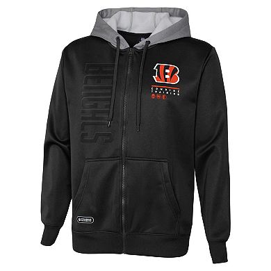 Men's Black Cincinnati Bengals Combine Authentic Field Play Full-Zip Hoodie Sweatshirt