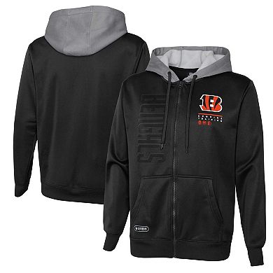 Men's Black Cincinnati Bengals Combine Authentic Field Play Full-Zip Hoodie Sweatshirt