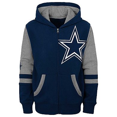 Youth Navy Dallas Cowboys Colorblock Full-Zip Hoodie