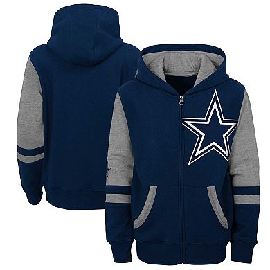 Youth Navy Dallas Cowboys Colorblock Full-Zip Hoodie