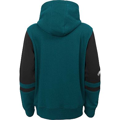 Youth Green Philadelphia Eagles Colorblock Full-Zip Hoodie