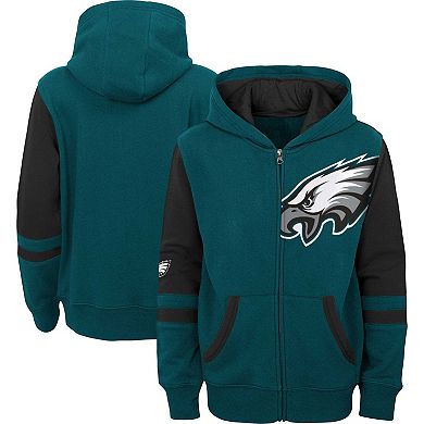 Youth Green Philadelphia Eagles Colorblock Full-Zip Hoodie