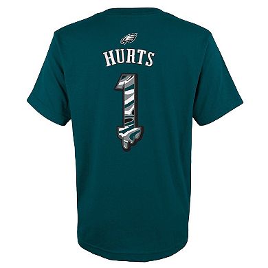 Youth Jalen Hurts Green Philadelphia Eagles Mainliner Drip Player Name & Number T-Shirt