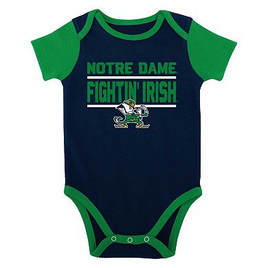 Newborn & Infant Navy Notre Dame Fighting Irish Home Field Advantage Three-Piece Bodysuit, Bib & Booties Set