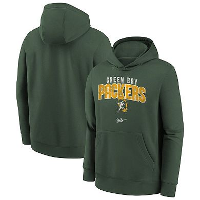 Youth Nike Green Green Bay Packers Rewind Shout Out Pullover Hoodie
