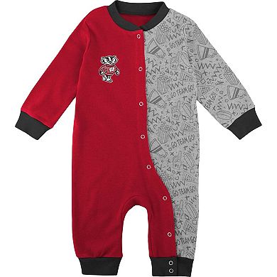 Newborn & Infant Red Wisconsin Badgers Playbook Two-Tone Full-Snap Jumper