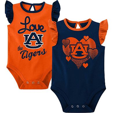 Girls Newborn & Infant Navy/Orange Auburn Tigers Spread the Love 2-Pack Bodysuit Set