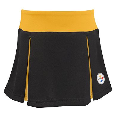 Girls Toddler Black Pittsburgh Steelers Spirit Cheer Three-Piece Cheerleader Set