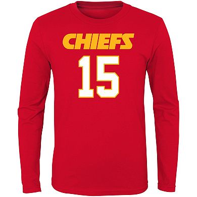 Youth Patrick Mahomes Red Kansas City Chiefs Mainliner Player Name & Number Long Sleeve T-Shirt