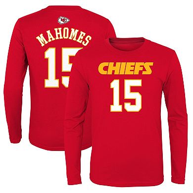 Youth Patrick Mahomes Red Kansas City Chiefs Mainliner Player Name & Number Long Sleeve T-Shirt