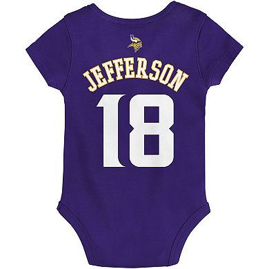 Infant Justin Jefferson Purple Minnesota Vikings Mainliner Player Name & Number Bodysuit