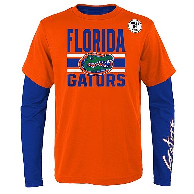 Preschool Royal/Orange Florida Gators Fan Wave Short & Long Sleeve T-Shirt Combo Pack