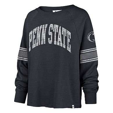 Women's '47 Navy Penn State Nittany Lions Allie Modest Raglan Long Sleeve Cropped T-Shirt