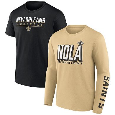 Men's Fanatics Branded Gold/Black New Orleans Saints Two-Pack T-Shirt Combo Set