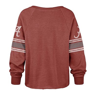 Women's '47 Crimson Alabama Crimson Tide Allie Modest Raglan Long Sleeve Cropped T-Shirt