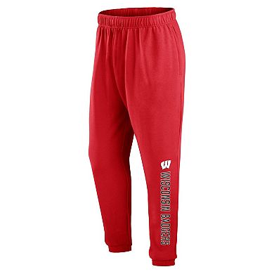 Men's Fanatics Branded Red Wisconsin Badgers Chop Block Fleece Sweatpants