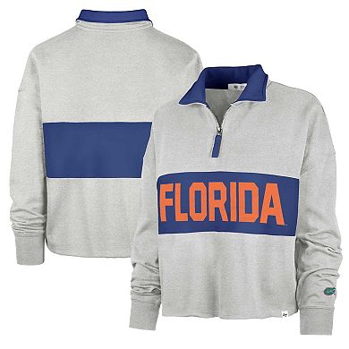 Women's '47 Gray Florida Gators Next Level Remi Cropped Quarter-Zip Sweatshirt