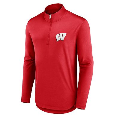 Men's Fanatics Branded Red Wisconsin Badgers Quarterback Mock Neck Quarter-Zip Top