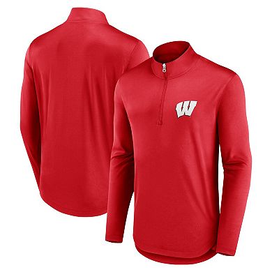 Men's Fanatics Branded Red Wisconsin Badgers Quarterback Mock Neck Quarter-Zip Top