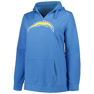 Women's Profile Justin Herbert Powder Blue Los Angeles Chargers Plus Size Player Name & Number Pullover Hoodie