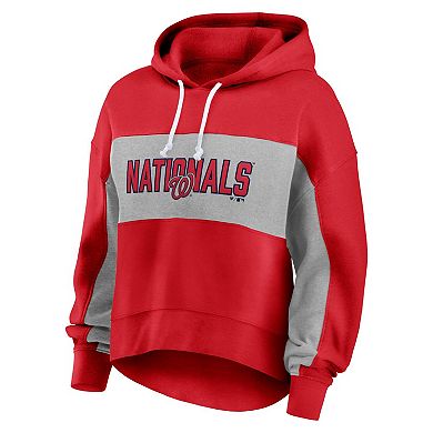 Women's Fanatics Branded Red Washington Nationals Filled Stat Sheet Pullover Hoodie