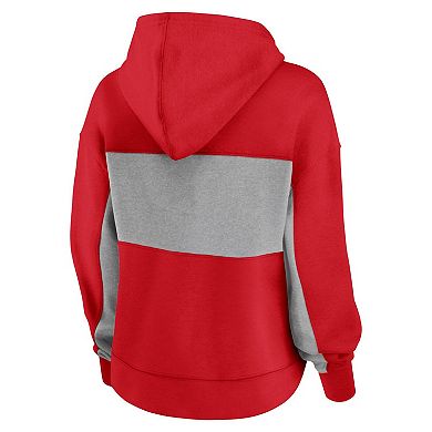 Women's Fanatics Branded Red Washington Nationals Filled Stat Sheet Pullover Hoodie