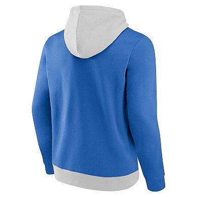 Men's Fanatics Branded Gray/Blue Oklahoma City Thunder Arctic Colorblock Pullover Hoodie