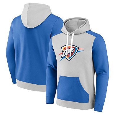 Men's Fanatics Branded Gray/Blue Oklahoma City Thunder Arctic Colorblock Pullover Hoodie