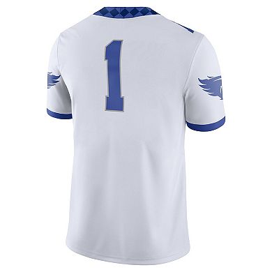 Men's Nike #1 White/Royal Kentucky Wildcats Football Game Jersey