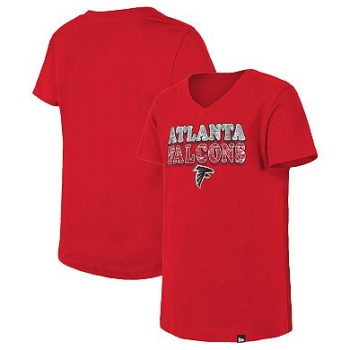 Girls Youth New Era Black Atlanta Falcons Reverse Sequin V-Neck T-Shirt