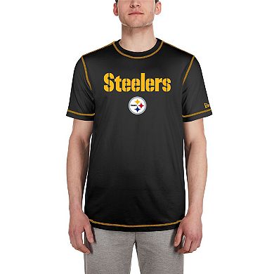 Men's New Era  Black Pittsburgh Steelers Third Down Puff Print T-Shirt