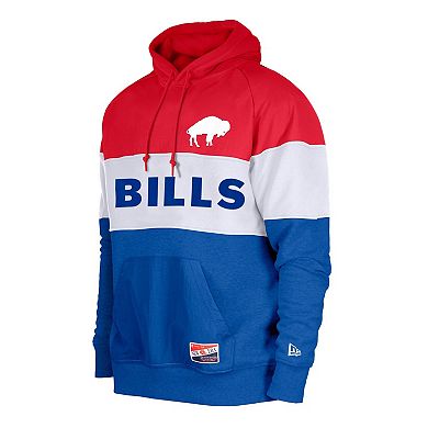 Men's New Era Royal Buffalo Bills Big & Tall Throwback Colorblock Pullover Hoodie