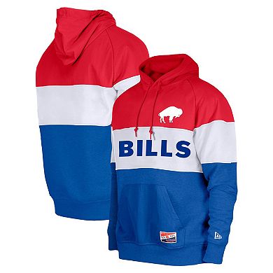 Men's New Era Royal Buffalo Bills Big & Tall Throwback Colorblock Pullover Hoodie