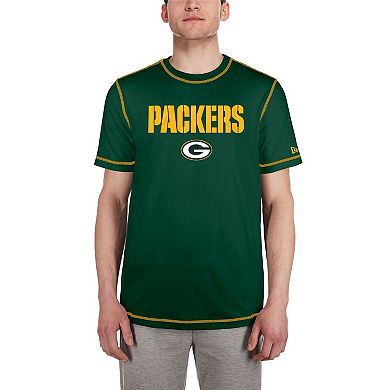 Men's New Era  Green Green Bay Packers Third Down Puff Print T-Shirt