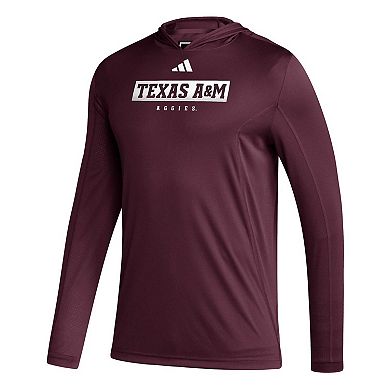 Men's adidas Maroon Texas A&M Aggies Sideline AEROREADY Hooded Long Sleeve T-Shirt