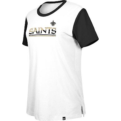 Women's New Era  White/Black New Orleans Saints Third Down Colorblock T-Shirt