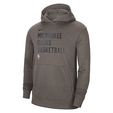 Unisex Nike Olive Milwaukee Bucks 2023/24 Performance Spotlight On-Court Practice Pullover Hoodie