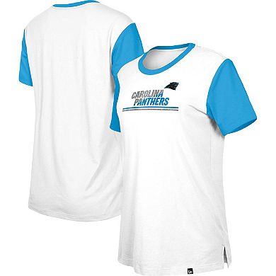 Women's New Era  White/Blue Carolina Panthers Third Down Colorblock T-Shirt